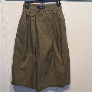 Vintage Ralph Lauren Blue Label Olive Green A-Line Skirt